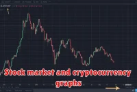 Stock market and cryptocurrency graphs